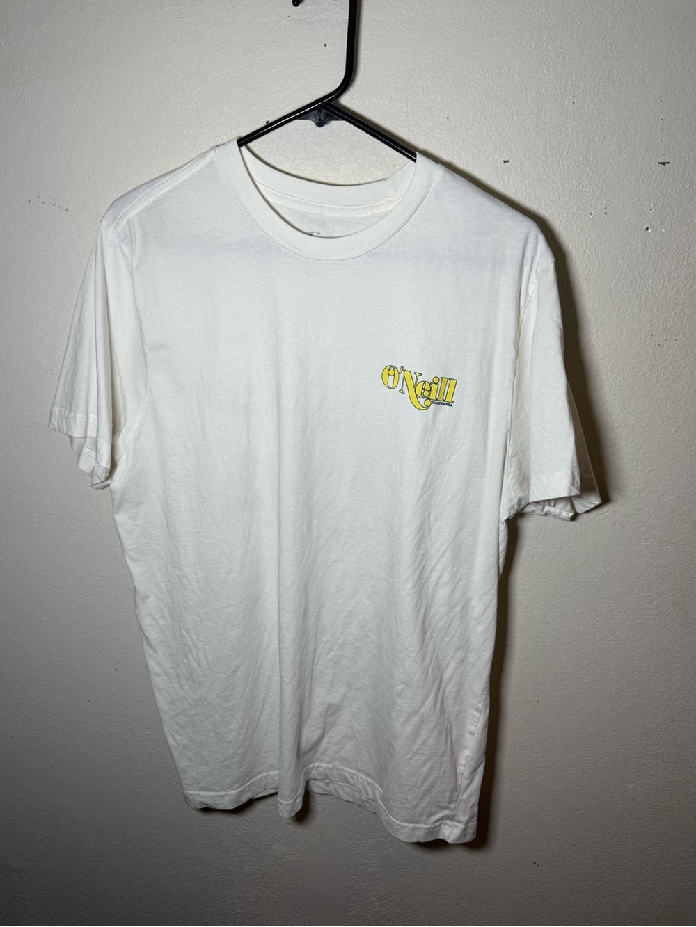 O'Neill White Short Sleeve Tee with Yellow Logo